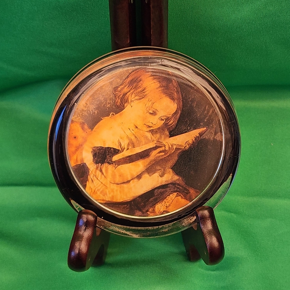 Vintage Fragonard "Young Girl Reading" Glass Paperweight French Rococo Art Decor